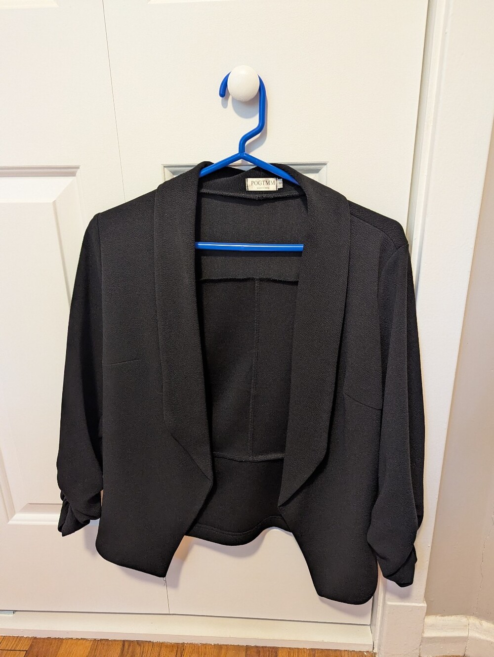 3/4 Sleeve Blazer Open Front Cardigan Jacket Work Office Blazer Black